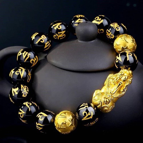 PI Xiu Bangle Attract Wealth Good Luck Transfer bead Obsidian Beads Feng Shui - Picture 4 of 8