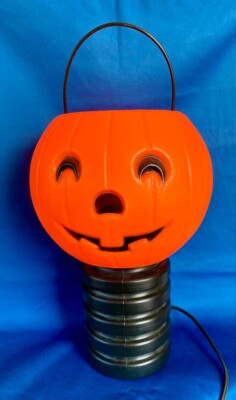 Vintage Halloween Blow Mold Blinky Jack O’Lantern Light Up Glow Lamp ...