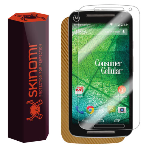 Skinomi Gold Carbon Fiber Skin & Screen Protector for Motorola Moto G EXT - Picture 1 of 1