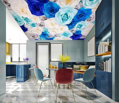 3D Blue Rose 047 WallPaper Murals Wall Print Decal Wall Deco AJ WALLPAPER Zoe