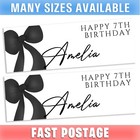 Black Bow D1 Personalised Banner Birthday Party Banner Girls Kids Baby Elegant