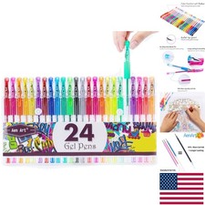 Vibrant 24-Color Glitter Gel Pens with Carry Case for Scrapbooking  Journaling