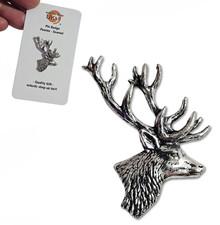 Stags Head Pewter Pin Badge Deer Brooch Country Nature Hat Tie Lapel Jewellery