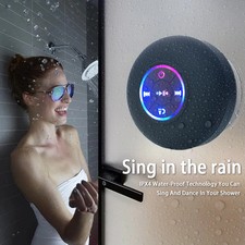 Portable Wireless Bluetooth Speaker LED IPX4 Waterproof Suction Cup Loudspeaker