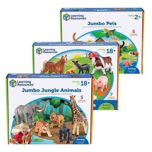 Kaplan Early Learning Company Jumbo Animals Set of 18 - Farm, Jungle, & Pets - Picture 7 of 7
