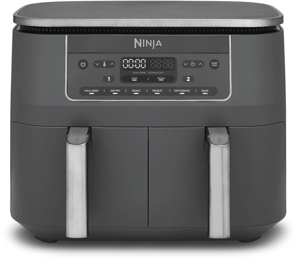 Ninja Foodi DZ300EU Heißluftfritteuse 7,6L Dual Zone Air Fryer - 2 Fächer - grau