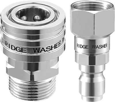 #ad #ad RIDGE WASHER Pressure Washer Swivel Adapter Stainless Steel M22 2 PC Silver $24.24