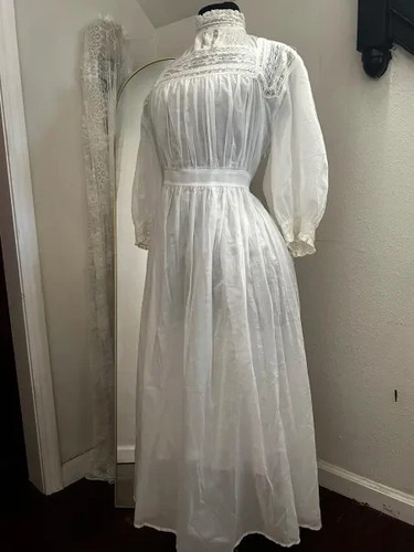 Edwardian Insertion Lace Tea Gown Summer Dress Reproduction