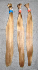 CABELLO HUMANO TRES RUBIAS MEZCLA COLAS DE CABALLO DE DOS CORTES DE PELO FEMENINOS MUÑECA RENACIDA T33