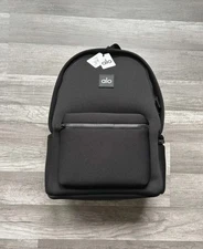 Alo Yoga Stow Backpack Black /Silver Neoprene Detachable Pouch NWT