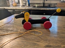 BRIO Pull Along DACHSHUND Wiener Dog 7" Wooden Toddler Pull Toy EUC