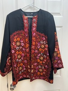 *NEW* VINTAGE ELABORATELY EMBROIDERED WOMEN'S BLACK JACKET US 12
