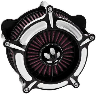 Limpiador de aire turbina diseño Roland Sands - corte contraste motocicleta 0206-2037-BM Foto 2 de 4