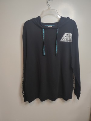 Disney Star Wars Hoodie T-shirt Black & Silver Foil Long Sleeve NWT