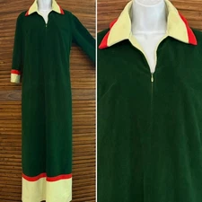 Vintage Vanity Fair House Dress Caftan Robe Zip Front Size Medium/Large 1970's