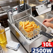 10L Commercial Electric Deep Fryer Fat Chip Frying Pan & Basket Stainless Steel