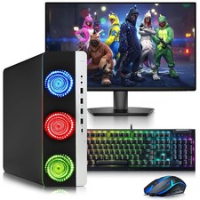 HP 800 G3 Desktop Gaming i5-7500 16GB RAM 256GB SSD 24 in Monitor AMD Radeon