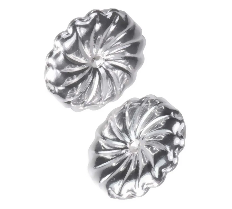 Pendiente Jumbo Oro Blanco 14K Diseño Remolino Trasero - Extra Grande 9mm Aleta Rodio... Foto 3 de 4