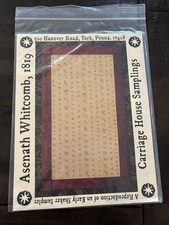 Carriage House Samplings "Asenath Whitcomb, 1819" Pattern