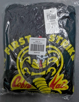 COBRA KAI NO MERCY HOODIE BLACK AND YELLOW SIZE XL NEW WITH TAGS SEALED