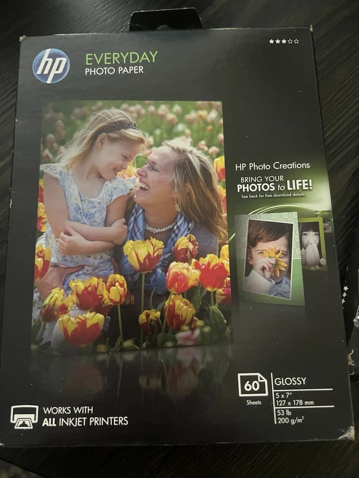 HP Everyday Photo Paper 1pack Unopened 60 Sheets Glossy  5x7; 1 Partial 4x6 - Image 2 of 3
