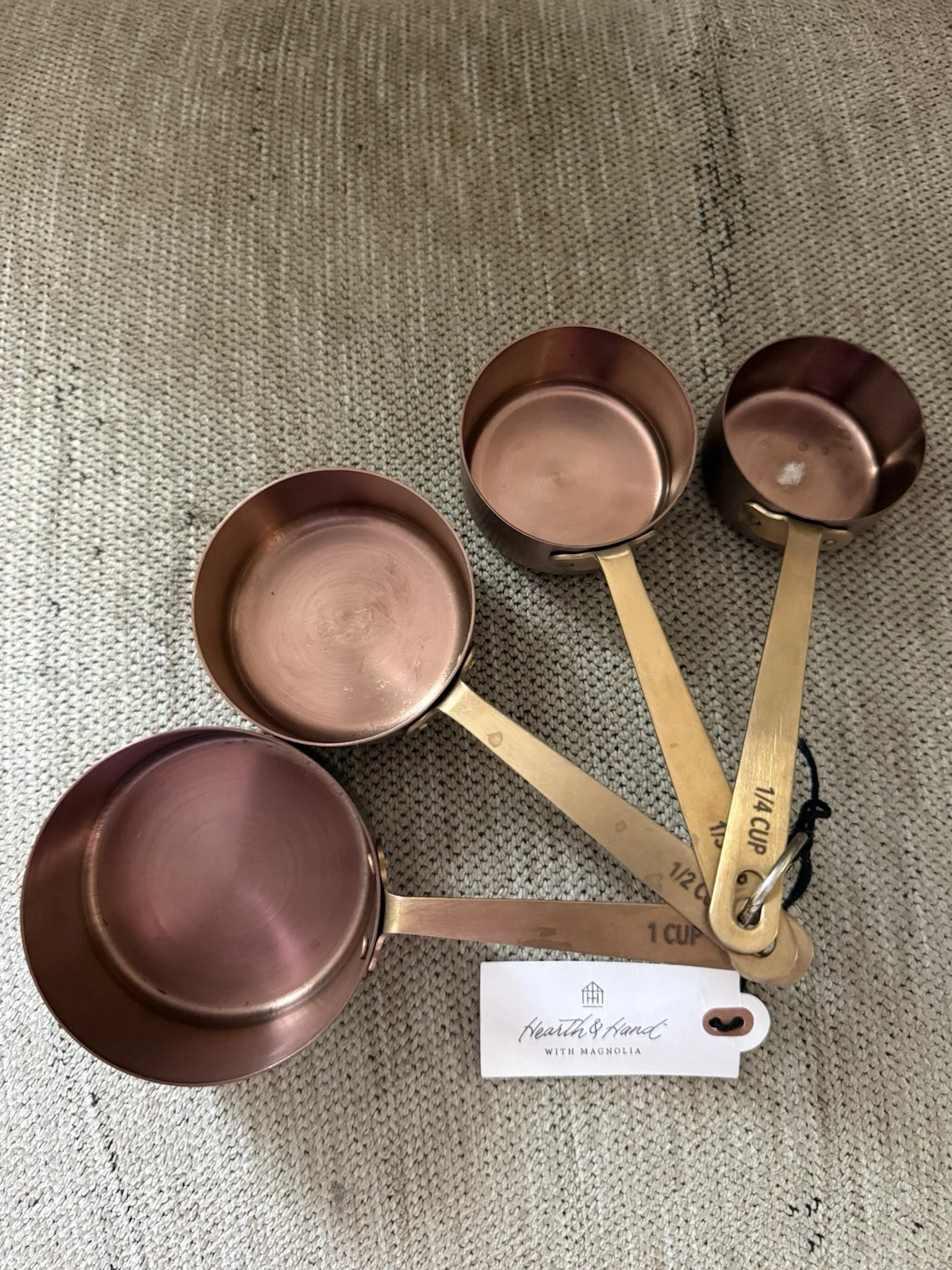 Hearth & Hand Copper Measuring Cup Set of 4 Farmhouse Decor Rustic Kitchen New