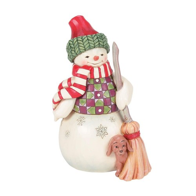 #ad Jim Shore SNOWMAN WITH DOG PEEKING FIGURINE SWEPT IN LOVE 6017014 NEW $51.90