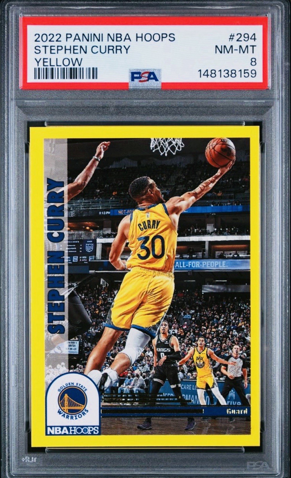 Stephen Curry 2022-23 Panini NBA Hoops #294 Yellow PSA 8