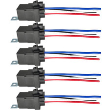 4-Pin 40/30AMP 12V DC Waterproof Relay with Heavy Duty Wires, SPST Automotive Re