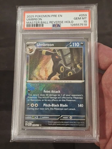 PSA 10 Pokémon Umbreon Master Ball Prismatic Evolutions 059/131 Gem Mt Pikachu