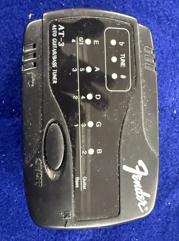 Fender AT-3 Auto Tuner Black Plastic for Electric Guitar Bass w/ Built-in Mic