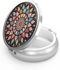 Pill Box, Small round Pill Case, Portable Travel Pillbox for Pocket & Purse，3 Co