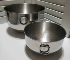 Vtg Farberware Stainless Steel Mixing Bowls Set 2 Double Thumb Ring Kitchenware