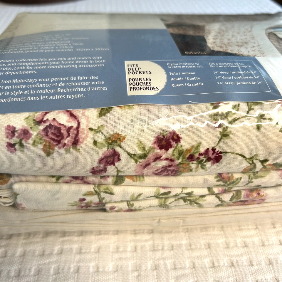 Queen Sheet Set 4 Pieces Pink Rose Floral Cottage Core Botanical Deep Pocket - Image 4 of 4