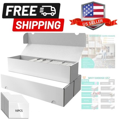 Card Box for Trading Cards Storage Box, Laminated Card Storage Box with Divid...