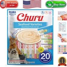 Churu Lickable Seafood Cat Treats - Creamy Pur e for Hydration  Health