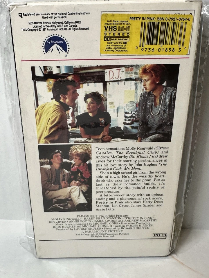 Pretty In Pink, 1986 (VHS, 1991) Molly Ringwald, Harry Dean Stanton, Jon Cryer - Image 2 of 4