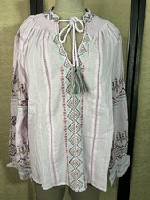 NWT Sundance Living Catalog Totora Top Large Pink Embroidered Cotton  148