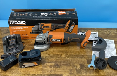 #ad Ridgid 18V 4 1 2 in Paddle Switch Angle Grinder Kit $122.00
