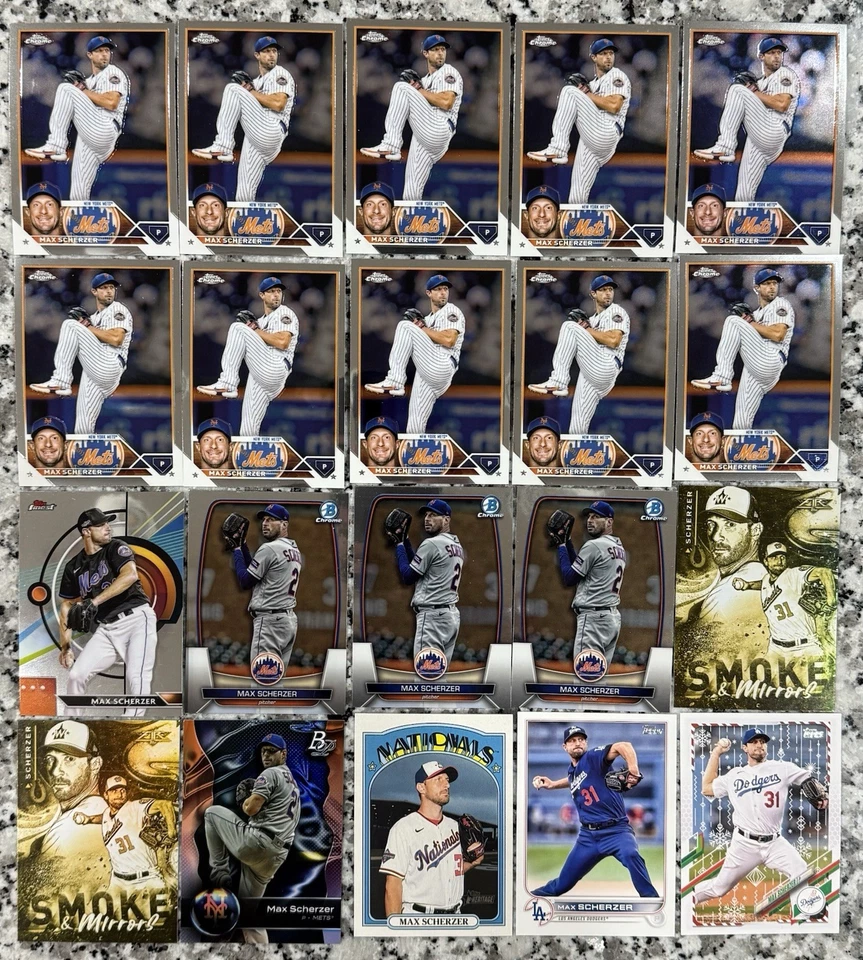 Max Scherzer 65 карт лот! Topps хром сапфир, Bowman сапфир, + больше!! - Изображение 2 из 3