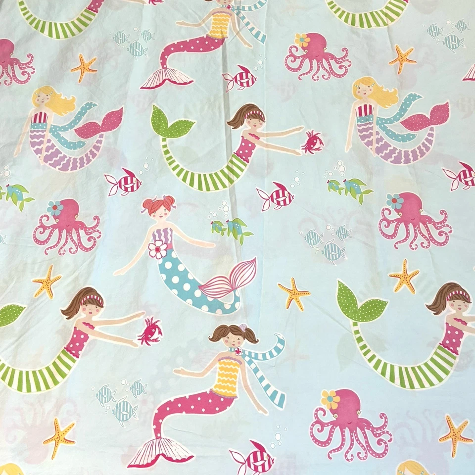 Funda nórdica Pottery Barn Kids azul pálido sirena completa reina 100 % algodón 2012 Foto 2 de 4