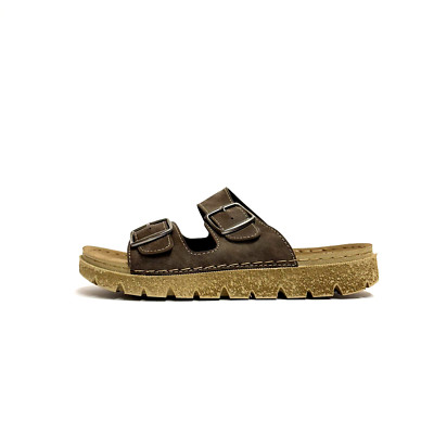 TIGLIO MEN'S SHOES COMFORT SLIPPERS WITH DOUBLE BAND AND BUCKLES 4836 MORO