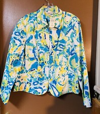 Coldwater Creek Water Color Print Illusion Jacket Woman Sz XL. Brand New W/ Tag.