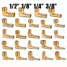 6 25mm Brass Pipe Fitting BSP Male Elbow Barb Hose Tail Connector Fuel Water Gas