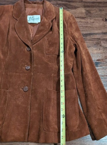 Vtg Bermans Womens Suede Leather Jacket Blazer Brown 70s Disco Mob - Picture 4 of 7
