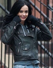 New Jessica Jones Slim Fit Krysten Ritter Black Motorcycle Leather Jacket