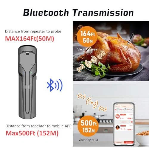 Wireless Meat Thermometer, Digital Cooking Thermometer with 500 ft Bluetooth