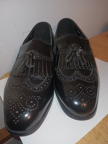 FLORSHEIM Men's Dress Shoes Wingtip Tassel Loafers BLK Leather Sz. 8 EEE - Picture 2 of 7