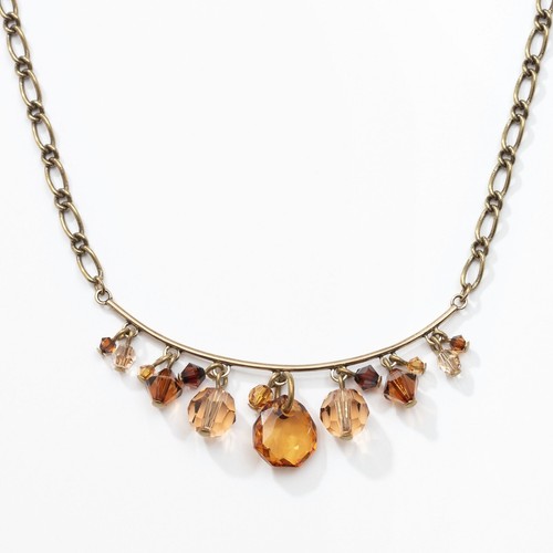 Prüfstein Kristall von Swarovski FIESTA Halskette Antik Topas oxidiertes Messing Pl - Bild 1 von 3