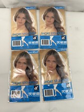 Lot Of 4 Vintage Sheer Nylon Short Stocking Free Size 22-24cm Non Slide Off